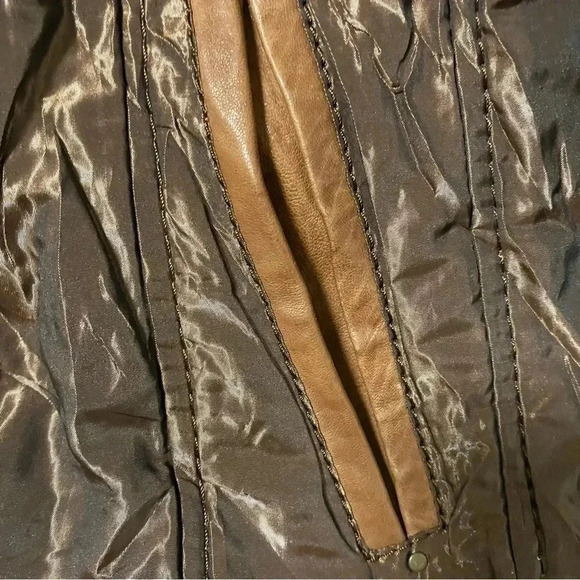 Vakko Y2K rabbit fur wrinkled jacket with leather trim  duffle jacket snap - Picture 6 of 8